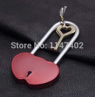 ?/ Solid Brass Love Padlock Wish Lock Double Heart PadlockKeys Red Color 2pcs/lot